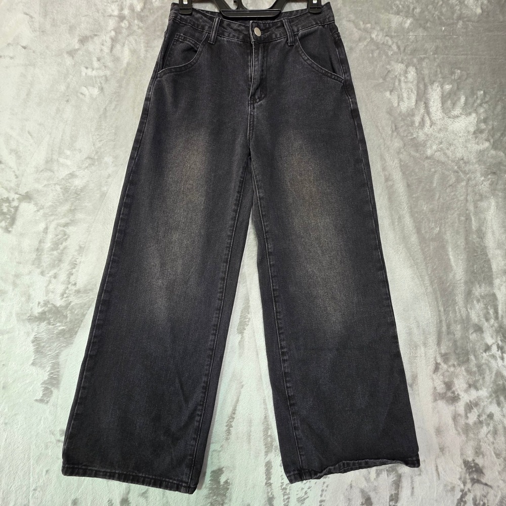 Dazy x StarSeries Washed Black Wide Leg Jeans Baggy High Rise XS 1565